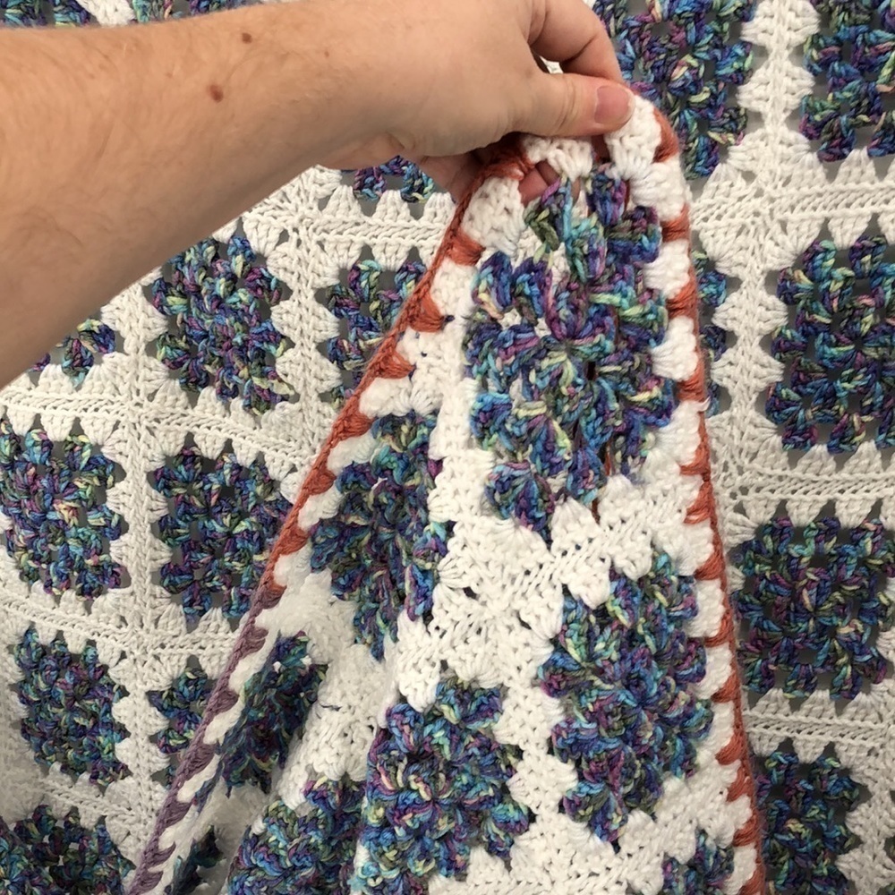 Handmade Crochet Throw Blanket 46”x66” - Picture 3 of 6